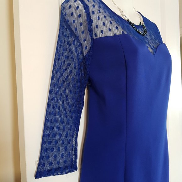 OLIMARA Blue Cocktail Dress, Made in Spain, sz. 8 - Picture 4 of 14